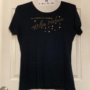 Willie Nelson original American Legend women's blouse black w/gold sequins 2XL
